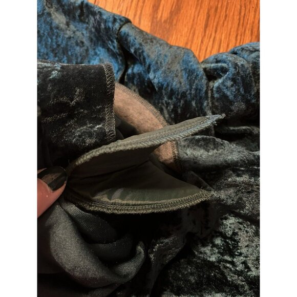 Emerald Green Velvet Dress Midi Cowl Neck Cap Sleeve Witchy Whimsygoth Sz 12 Vtg - Picture 8 of 8